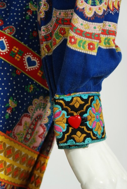 1970 Sant Angelo Documented Bohemian Print Cotton Dress Worn by Zsa Zsa Gabor