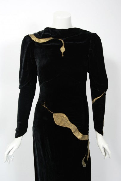 1933 Fay Wray Autographed Fashions Hand-Painted Gold Snake Velvet Gown