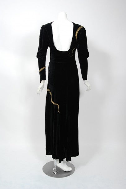 1933 Fay Wray Autographed Fashions Hand-Painted Gold Snake Velvet Gown - Timeless Vixen 1933 Fay Wray Autographed Fashions Hand-Painted Gold Snake Velvet Gown - Timeless Vixen
