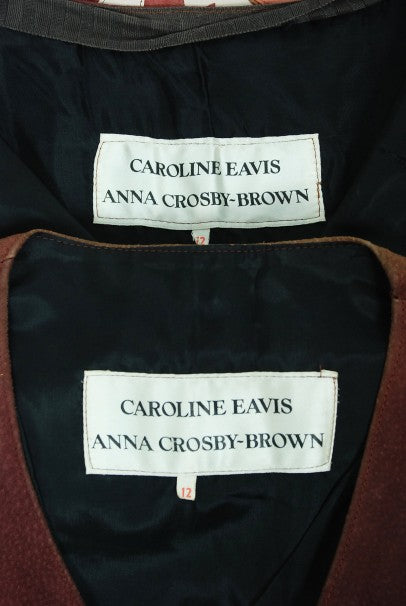 1970's Eavis & Brown Patchwork Leather Floral Applique Bohemian Skirt set