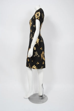 2010 Alexander McQueen Final Runway Collection Metallic-Gold Black Brocade Dress