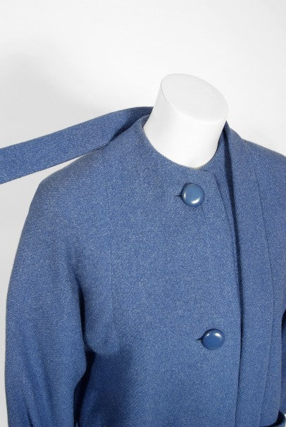 1958 Yves Saint Laurent for Christian Dior Couture Documented Periwinkle Coat