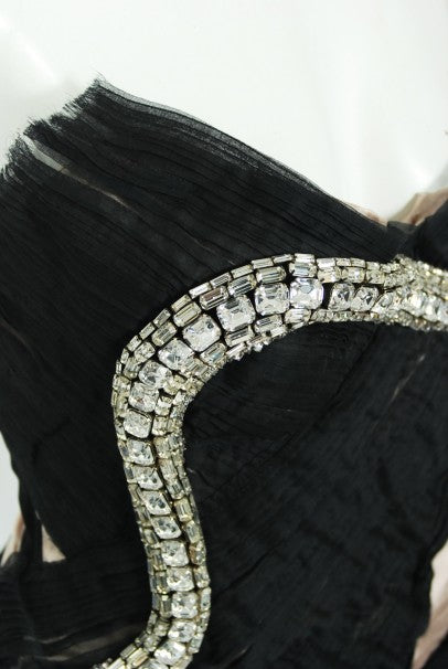 2004 Gucci by Tom Ford Runway Black Silk Crystal-Snake Strapless Dress