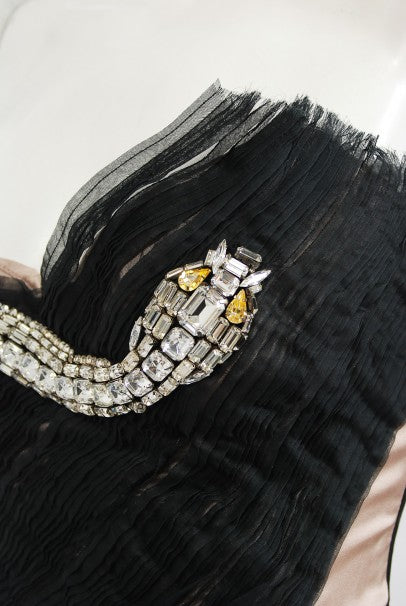 2004 Gucci by Tom Ford Runway Black Silk Crystal-Snake Strapless Dress