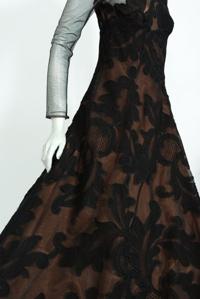 Pierre Balmain, painted white tulle debutant gown with