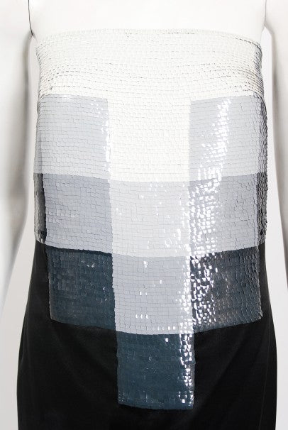 1999 Alexander Mcqueen for Givenchy Sequin Silk Strapless Backless Runway Dress