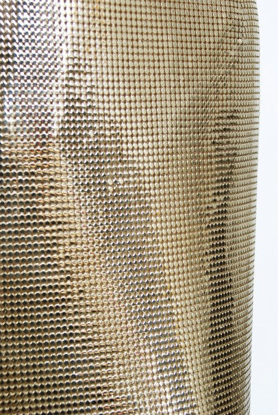 1998 Gianni Versace Couture Documented Runway Gold Metal Mesh Hourglass Dress