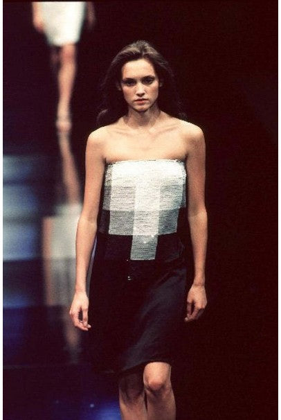 1999 Alexander Mcqueen for Givenchy Sequin Silk Strapless Backless