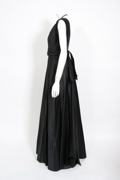 1940&#39;s Marcelle Dormoy French Couture Silk Sculpted Low Back Gown