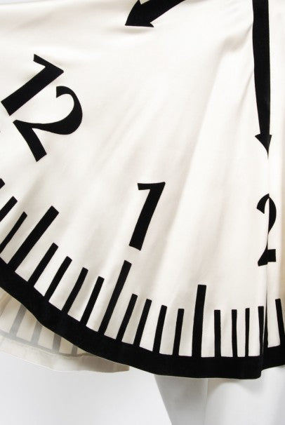 1995 Moschino Documented &#39;Alice In Wonderland&#39; Novelty Clock Appliqué Mini Dress