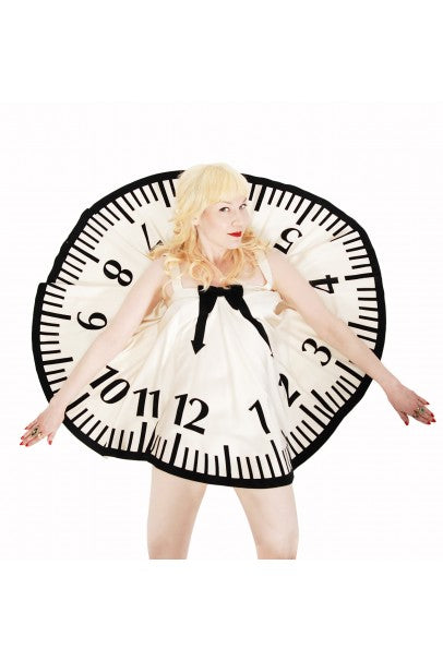 1995 Moschino Documented &#39;Alice In Wonderland&#39; Novelty Clock Appliqué Mini Dress