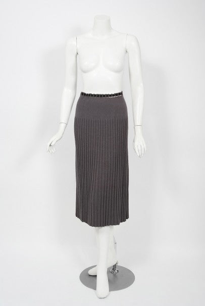 1940&#39;s Mimi Pearce Couture Novelty Climbing Cupids Hand-Knit Belted Skirt Set