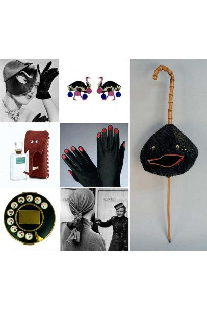 1950&#39;s Elsa Schiaparelli Novelty Sequin Blowfish Bamboo Walking Cane Purse