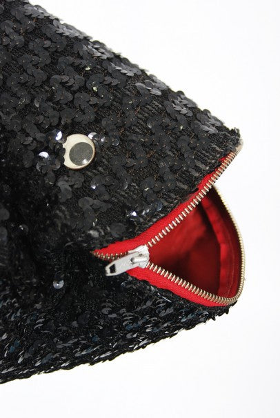 1950&#39;s Elsa Schiaparelli Novelty Sequin Blowfish Bamboo Walking Cane Purse