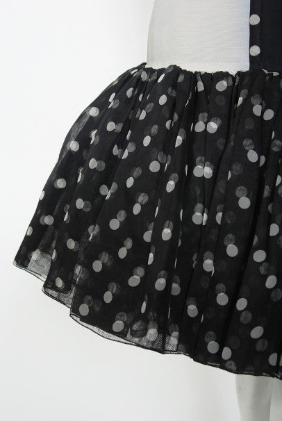 1990 Christian Dior Black White Polka-Dot Silk Bustier Plunge Mini Dress