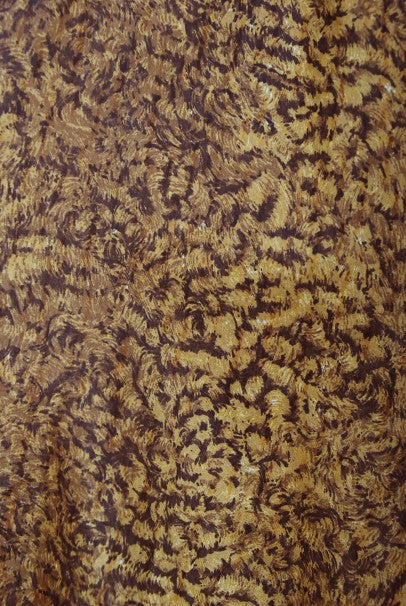 1987 Azzedine Alaia Documented Golden Print Silk Backless Halter Dress