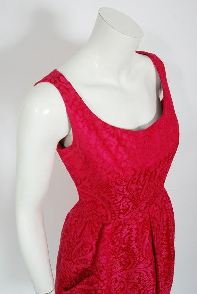 1962 Christian Dior Haute Couture Pink Textured Silk Dress &amp; Bow Jacket