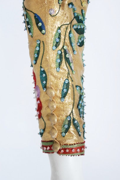 1979 Lanvin Haute Couture Embroidered Beaded Gold Lamé Cropped Jacket