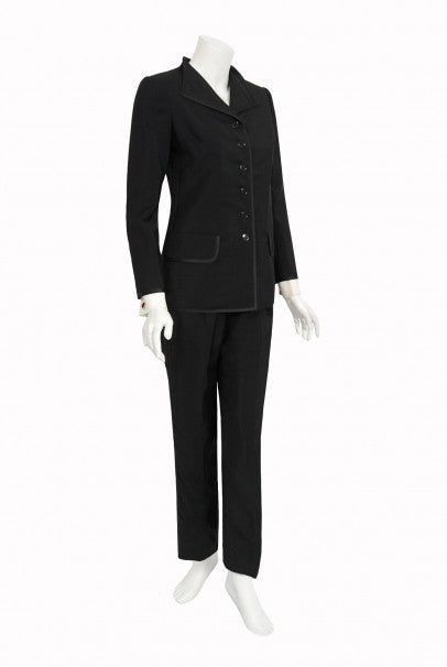 1968 Yves Saint Laurent Le Smoking Tuxedo Black Gabardine Pant Suit