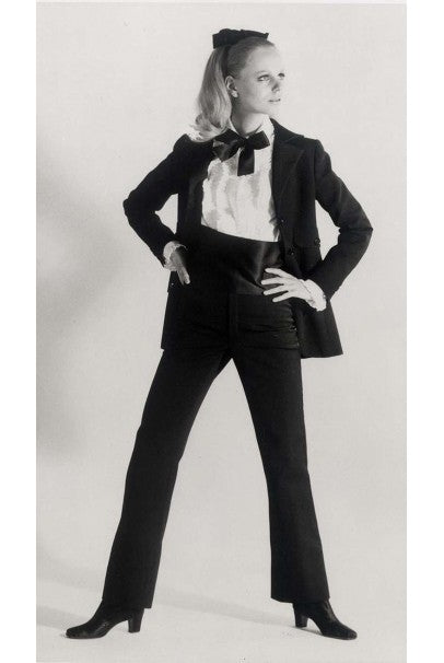 1968 Yves Saint Laurent Le Smoking Tuxedo Black Gabardine Pant Suit