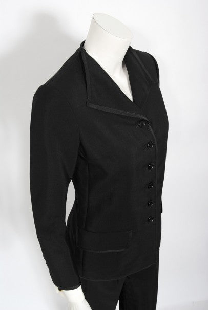 1968 Yves Saint Laurent Le Smoking Tuxedo Black Gabardine Pant Suit