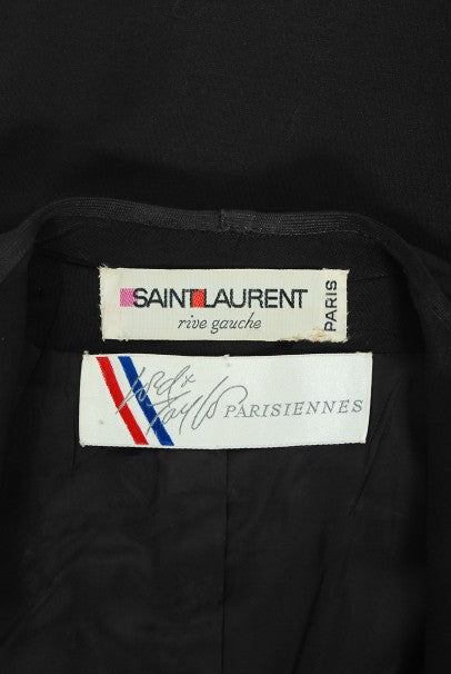 1968 Yves Saint Laurent Le Smoking Tuxedo Black Gabardine Pant Suit