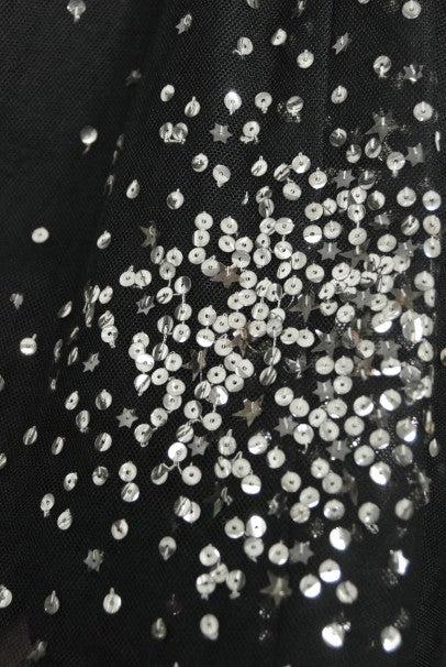 1960 Norman Norell Sequin Star Novelty Black Sheer Illusion Tulle Gown
