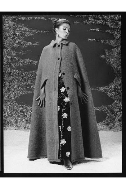 1966 Christian Dior Haute-Couture Documented Green Wool Full-Length Cape