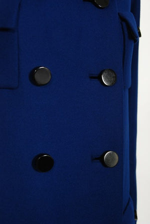 1969 Norman Norell Royal Blue Wool Double-Breasted Mod Military Coat