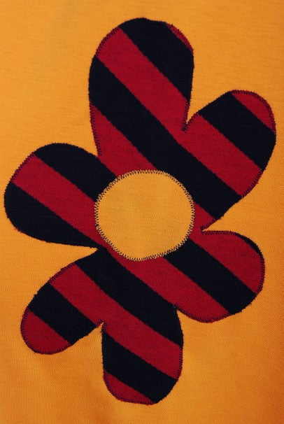 1965 Rudi Gernreich &#39;Flower Power&#39; Applique Orange Wool Mod Maxi Dress