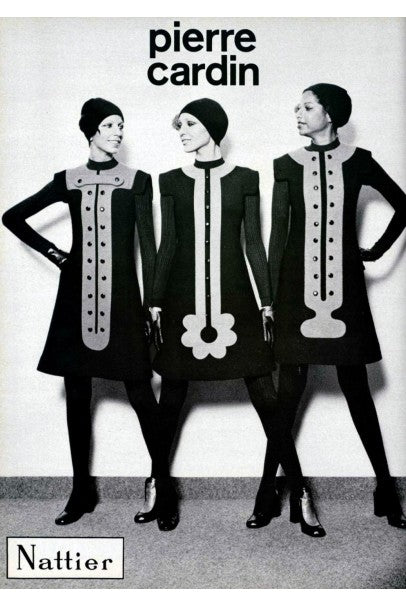 1972 Pierre Cardin Documented Black & Blue Block-Color Wool Mod Dress