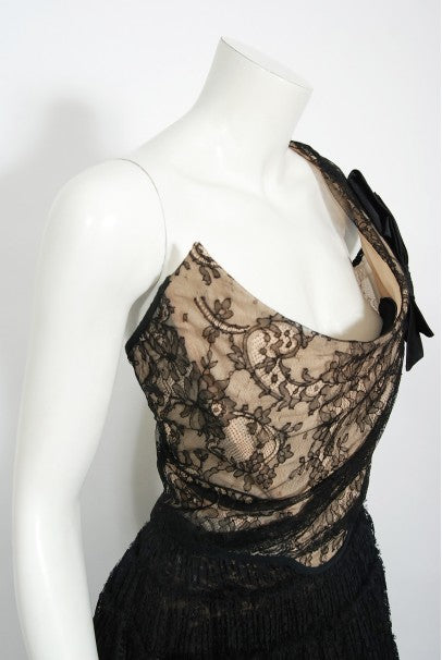 1990&#39;s Vivienne Westwood Lace Corset Bustier &amp; Sheer Pleated Skirt Set