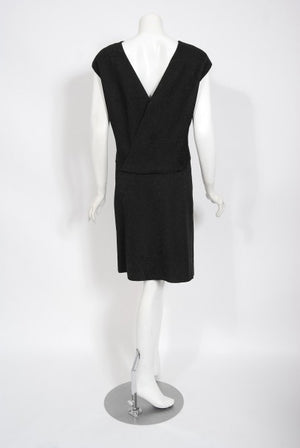 1961 Eisa Balenciaga Haute Couture Black Silk Sculpted Bow Cut-Out Dress
