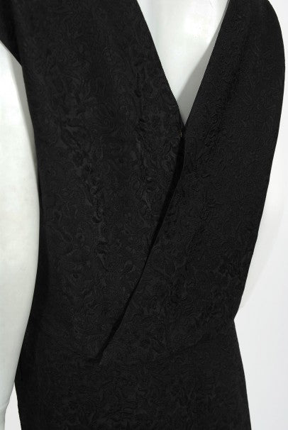 1961 Eisa Balenciaga Haute Couture Black Silk Sculpted Bow Cut-Out Dress