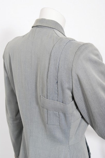 1940&#39;s Gilbert Adrian Light Blue Gabardine Asymmetric Noir Jacket Suit