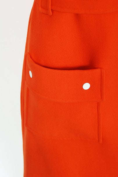 1970 Courreges Hyperbole Orange Wool Space-Age Sleeveless Mod Mini Dress