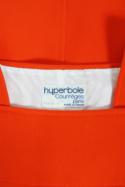 1970 Courreges Hyperbole Orange Wool Space-Age Sleeveless Mod Mini Dress