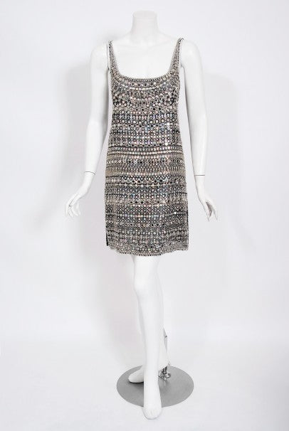 1979 Halston Couture Beaded Mirror Mini Dress &amp; Jacket Made For Liza Minnelli