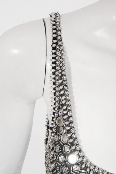 1979 Halston Couture Beaded Mirror Mini Dress &amp; Jacket Made For Liza Minnelli