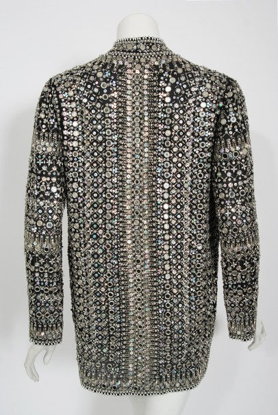 1979 Halston Couture Beaded Mirror Mini Dress &amp; Jacket Made For Liza Minnelli