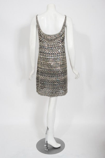1979 Halston Couture Beaded Mirror Mini Dress &amp; Jacket Made For Liza Minnelli