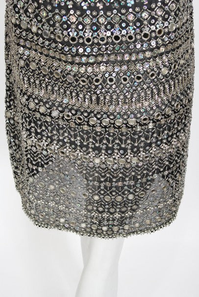1979 Halston Couture Beaded Mirror Mini Dress &amp; Jacket Made For Liza Minnelli
