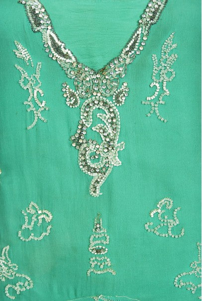 1920&#39;s Jean Patou Haute Couture Attributed Seafoam Beaded Chiffon Dress
