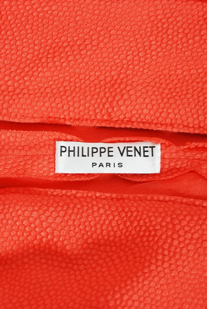 1970&#39;s Philippe Venet Couture Orange Textured Silk Draped Caftan Dress