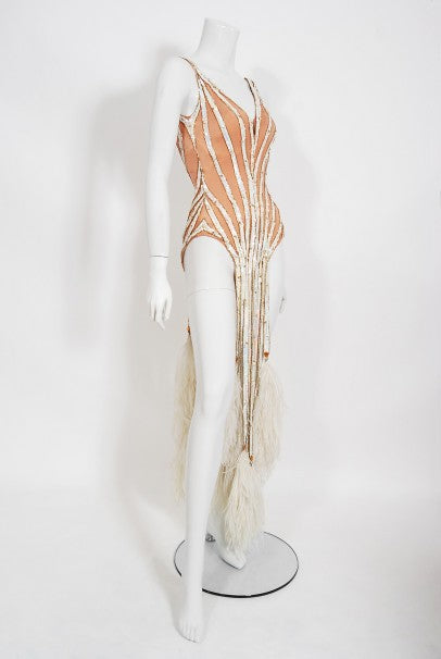 1978 Bob Mackie for Mitzi Gaynor Documented Sequin Feather Dance Costume