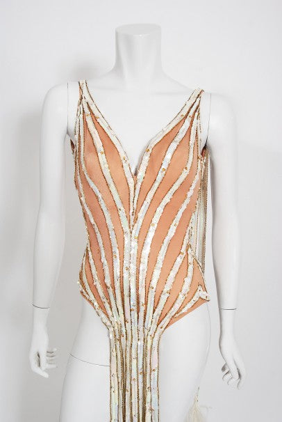 1978 Bob Mackie for Mitzi Gaynor Documented Sequin Feather Dance Costume