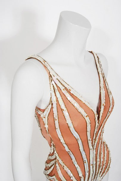 1978 Bob Mackie for Mitzi Gaynor Documented Sequin Feather Dance Costume