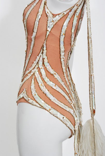 1978 Bob Mackie for Mitzi Gaynor Documented Sequin Feather Dance Costume