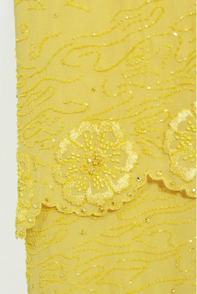 1998 Versace Couture Beaded Yellow Silk Chiffon Hourglass Gown &amp; Wrap