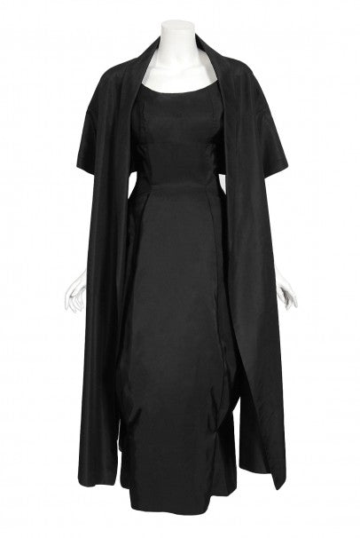 1950&#39;s Madame Grès Haute Couture Sculpted Silk Back-Bow Dress &amp; Jacket